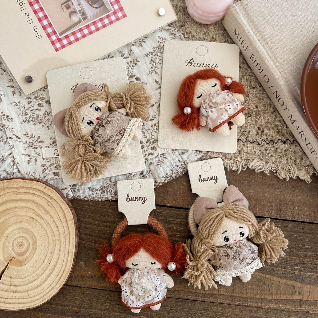 1pc Long-hair Girl Hairpins Elastic Hair Band Children's Hairpins Cartoon Side Clip Hair Rope Tie Rubber Band Barrettes Headwear
