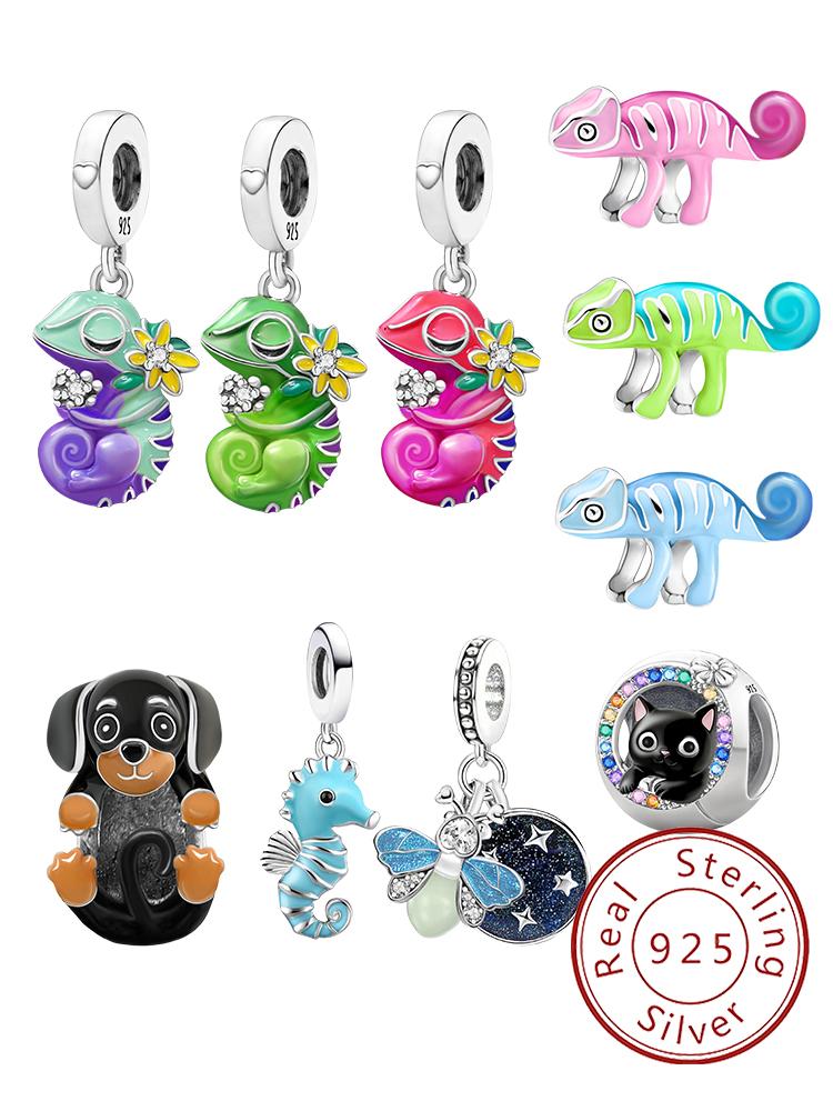 copper Chameleon Luminous Firefly Lizard Charm Bead Charms Bead Compatible With Diy Bracelets Bangle Making Gift Of High Quality Jewellery
