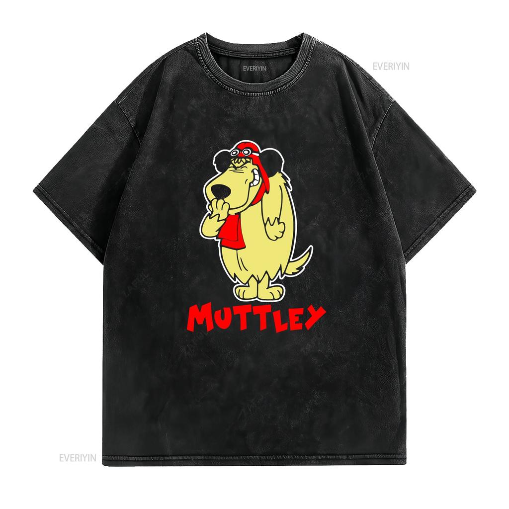 Muttley T-Shirt Vintage Gewaschen Atmungsaktiv Unisex Designer-Kleidung Bequem Streetwear Stilvoll Dehnbar Grafik Weich