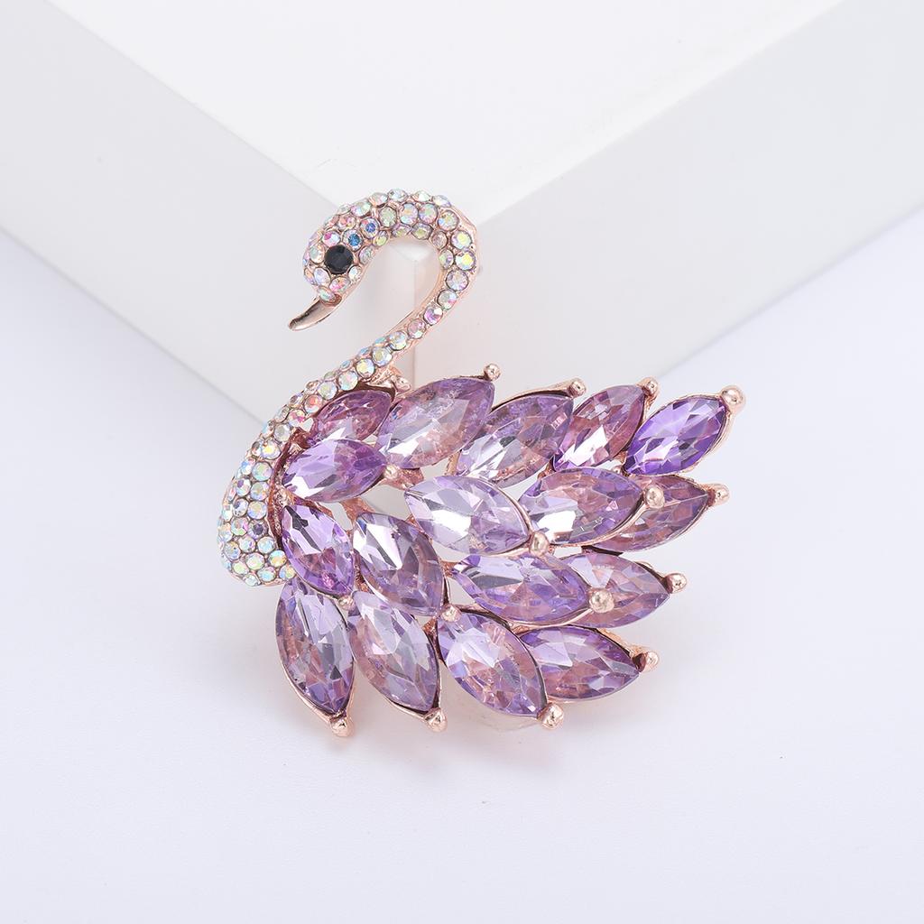 Rhinestone Swan Brooches for Women Unisex Crystal Glass Animal Pins Banquet Party Backpack Gifts Jewelry Accessories