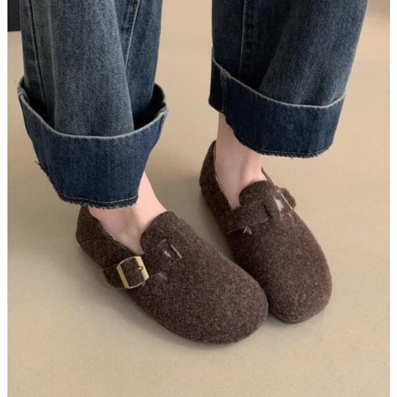 Vinterskor Dam Rund Tå Slip-on Damskor Loafers Päls Casual Sneaker Höst Modis Slip on Klänning Mockasin Ny Höst