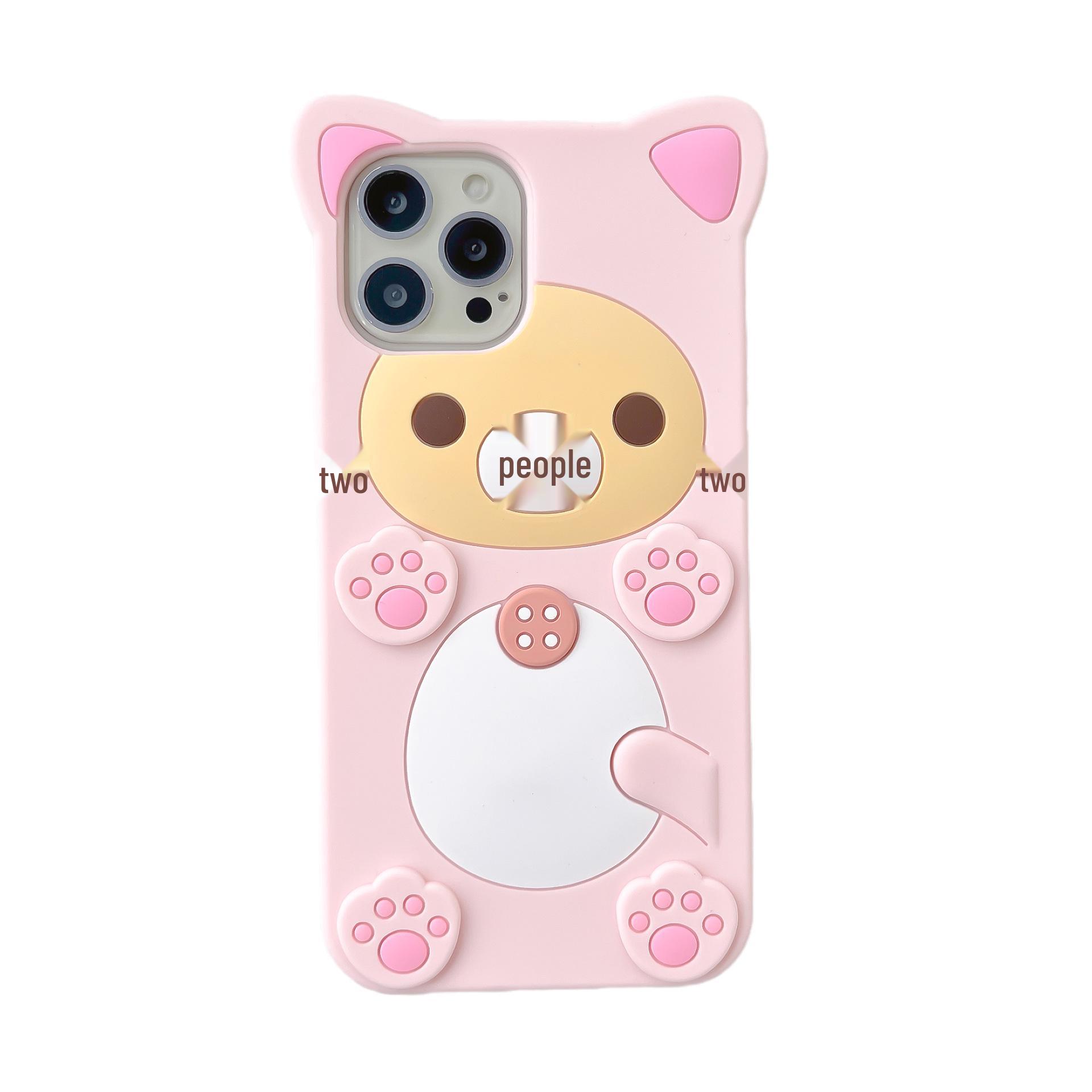 

3D Cartoon Bear & Plum Blossom Cat Paw Silicone Case for iPhone 16/15/14 Pro Max iPhone 16 Pro Max
