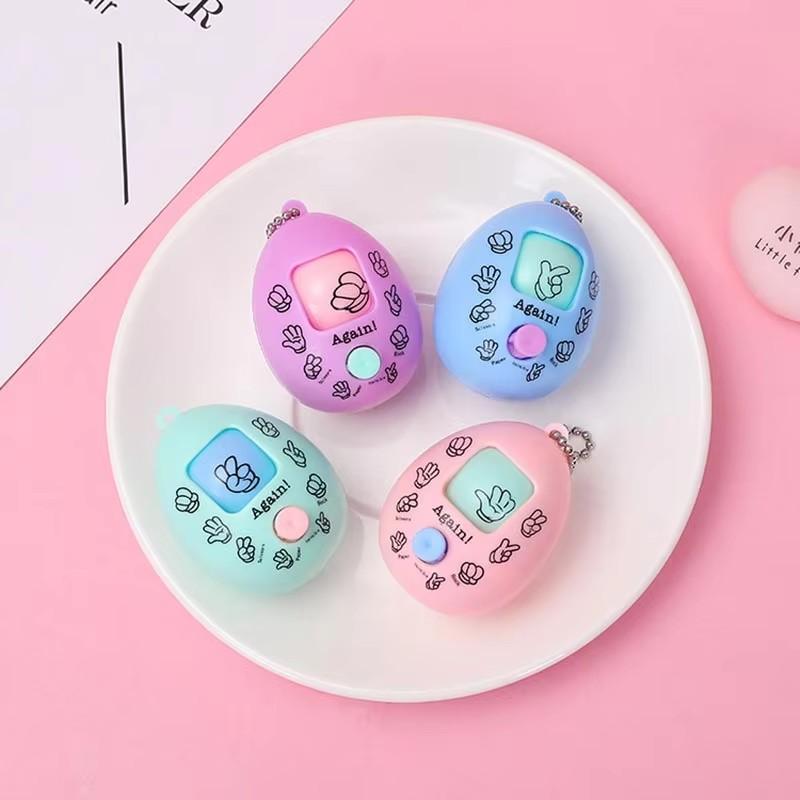 6PC Family Kids Fingertips Games Keychain Rock Paper Scissors Play Toy Colourful Round Egg Party Gift Interactive Antistress Toy