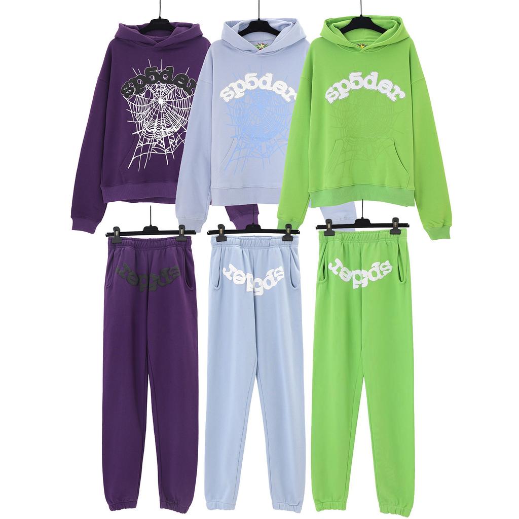Marchio trendy americano Sp5der-555-555 felpa con stampa a stella set pantaloni produttori all'ingrosso uomo e donna