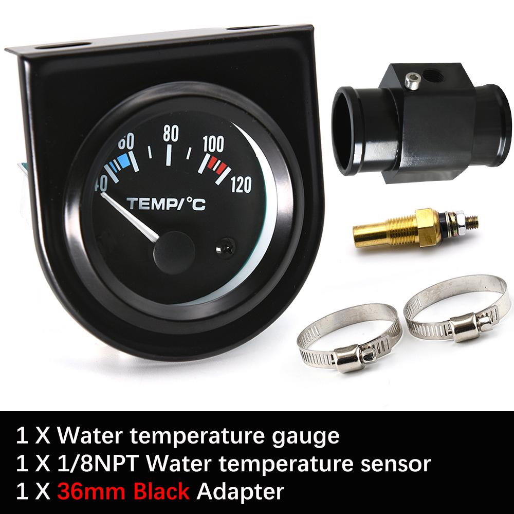 52mm Digital Car Water Temp Temperature Gauge with 1/8NPT Sensor + Water Temp 26mm-40mm Adapter Water Tank Level Indicator