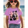 Girls Kpop Printed T Shirt Summer Cute Anime Design Short Sleeve Anime Clothes Soft Breathable Kids Tops