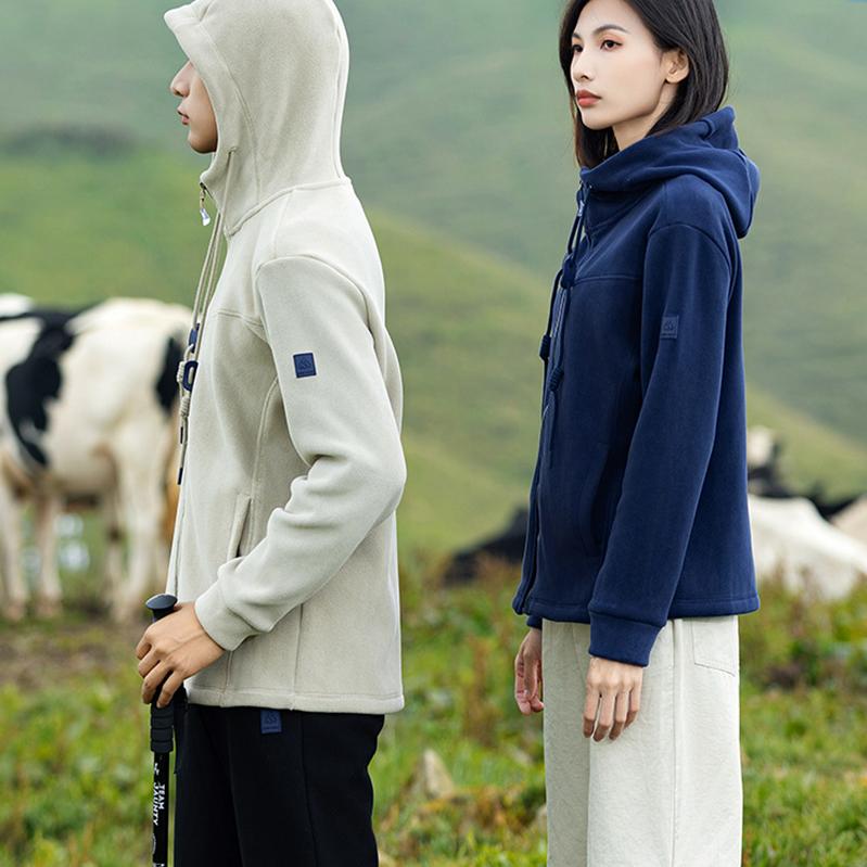 Outdoor Hood Camping Hiking Jacket Men Warm Fleece Thicked Sweater Comfortable