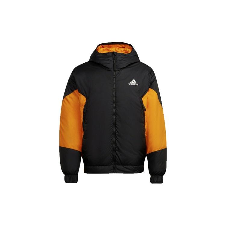 Men s adidas Colorblock Outdoor Sports Stay Warm Hooded With Down Feather Black Jacket GV5354 L