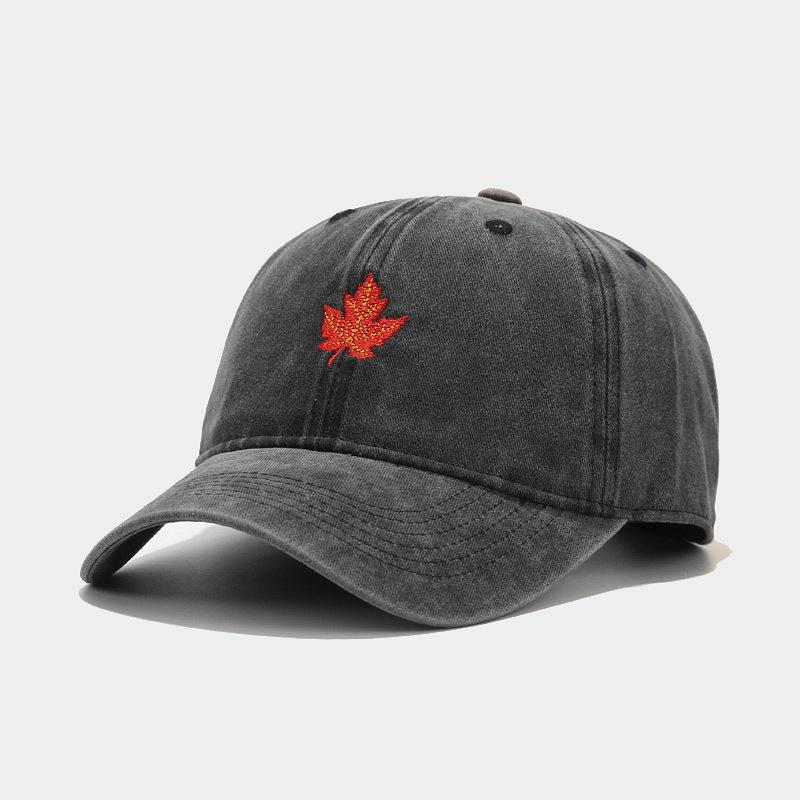 European and American New Maple Leaf Washed Retro Baseball Caps, Men's and Women's Trend Curved Brim Hats, Outdoor Travel Sunscreen Visors