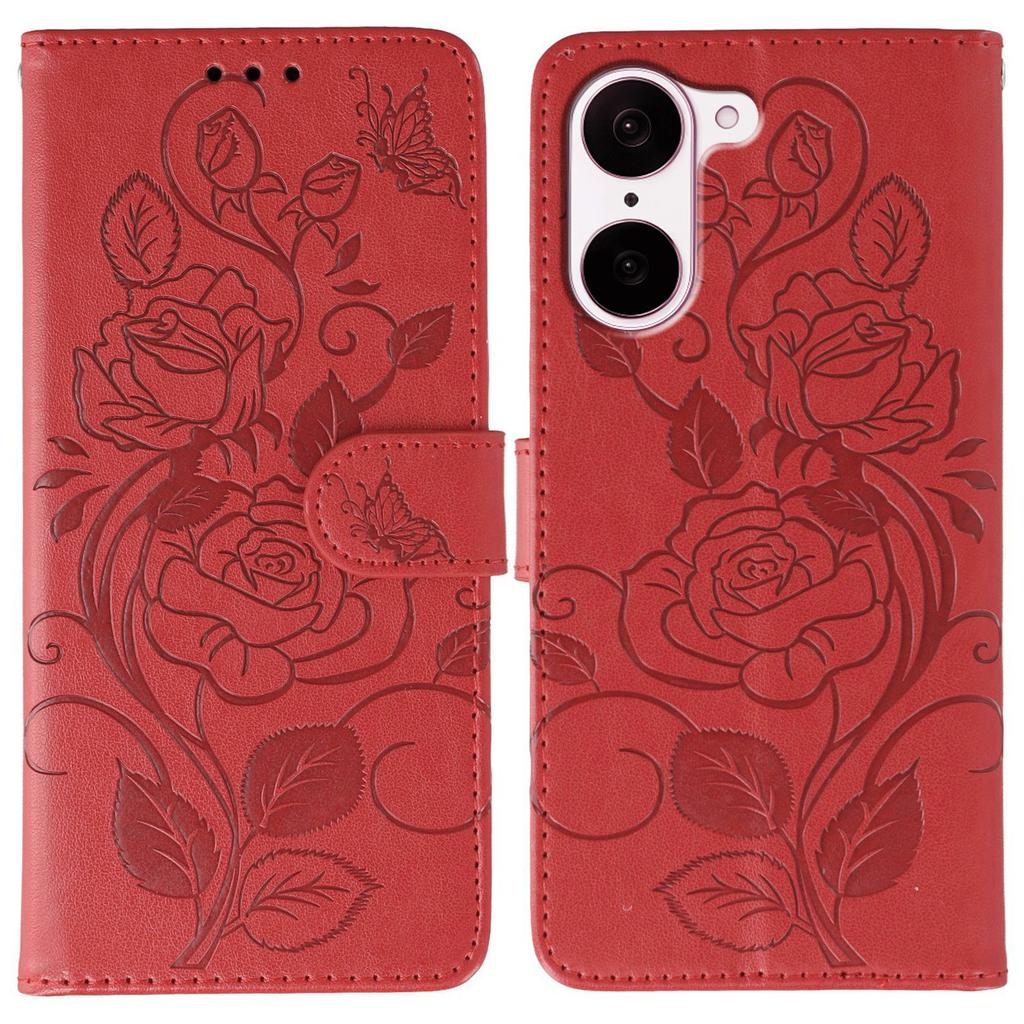 For OnePlus Nord CE5 5G/Ace 5 Racing 5G Case Wallet Stand Imprinted Rose Butterfly PU Leather Phone Cover