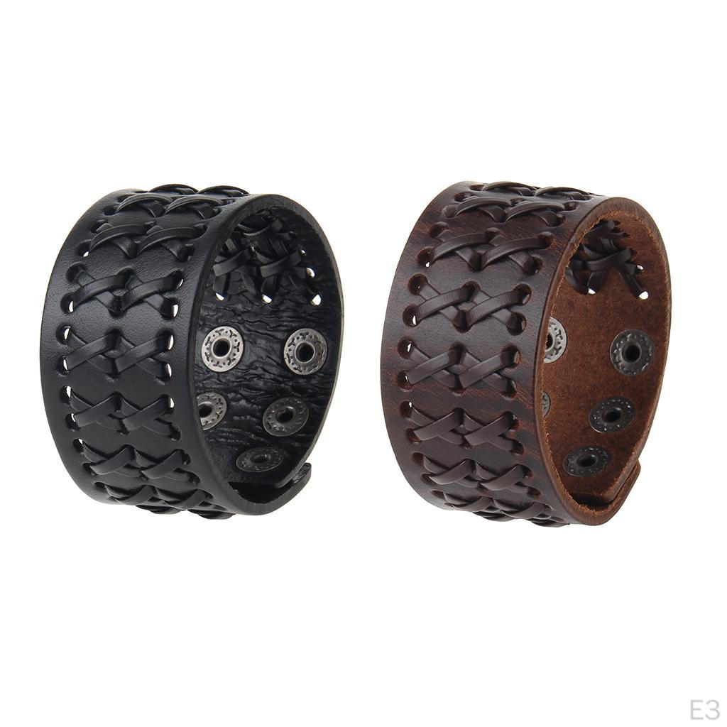 Charm Alloy Mens Wide Soft PU Leather Belt Bracelet Cuff Wristband