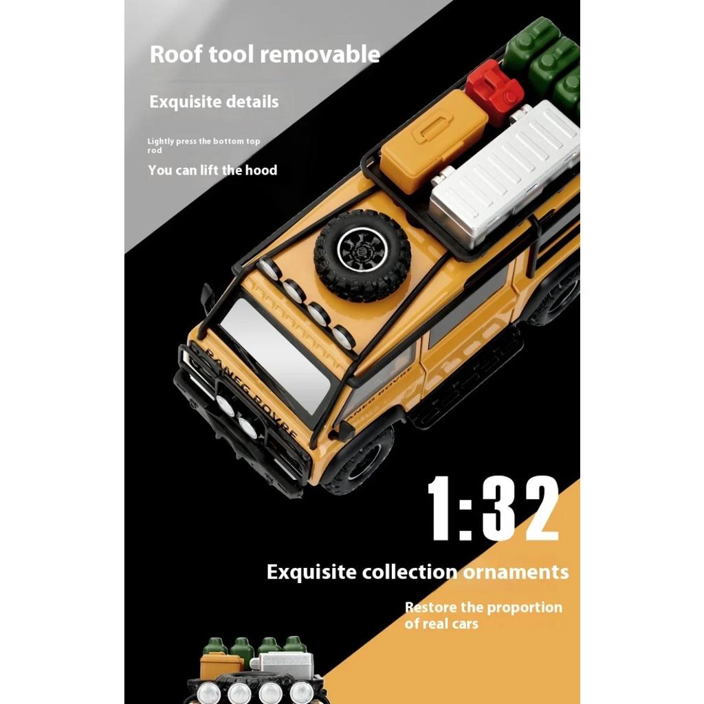 1/32 Land Rover Defender Off Road Van Alloy Diecast Car Model Sound Light Non Remote Control Vehicle Toys Children's Toy Car Boy