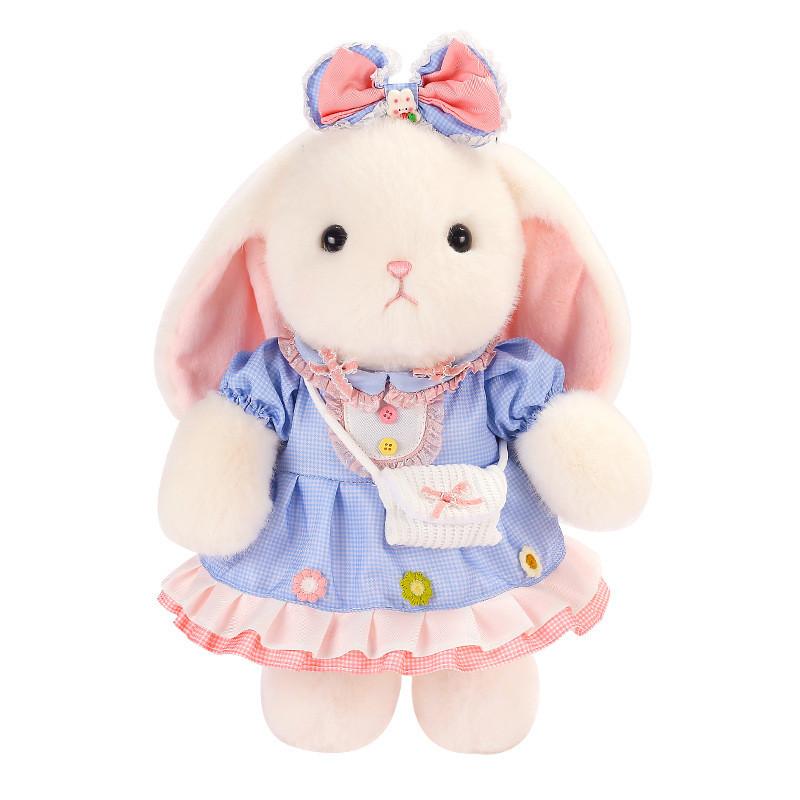 Plush Rabbit Toy With Long Ears And Dress For Kids Gift