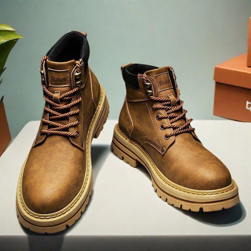 2025 Autumn and Winter New High-top Martin Boots Men's Trend Versatile Platform Casual Leather Shoes Tooling Board Shoes Trendy Shoes