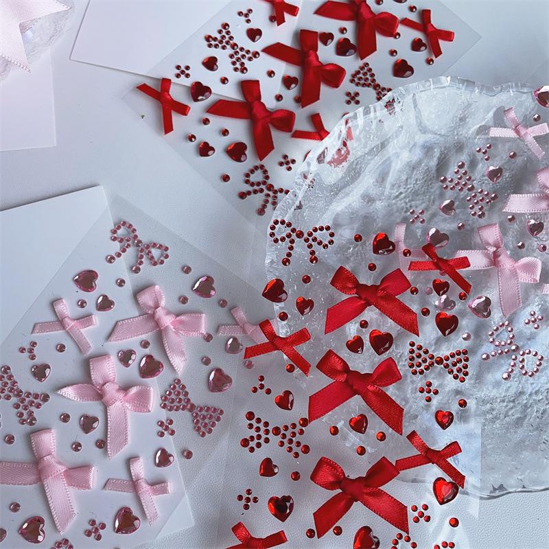 Decor DIY Sticker Fotocard Kpop 3D Stereo Stil Arc Inimă Scrapbook Jurnal Stuicker Drăguț Culoare Roz Roșu Sticker Carcasă Telefon