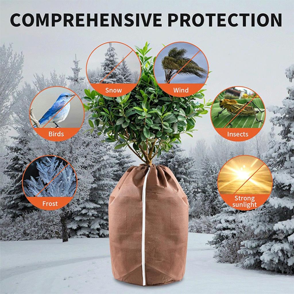 Potted Plant Winter Protector With Zipper Drawstring Potted Plant Antifreeze Bag Winter Flower Pot Insulation Cover