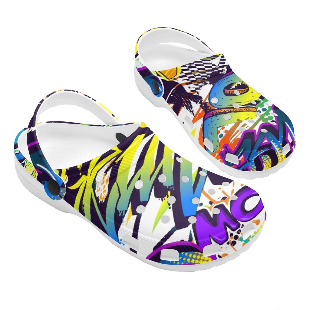 Women Men Printed EVA Beach Shoes Lightweight Breathable Slip On Garden Clogs Pool Bathroom Home Summer Sandals Daily Wear