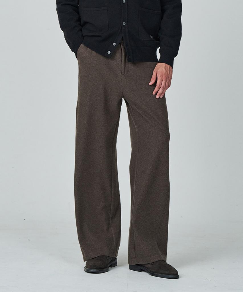 BIRBANTE Wool Blend C.L Fit Elastic Waist Wide Pants - Brown
