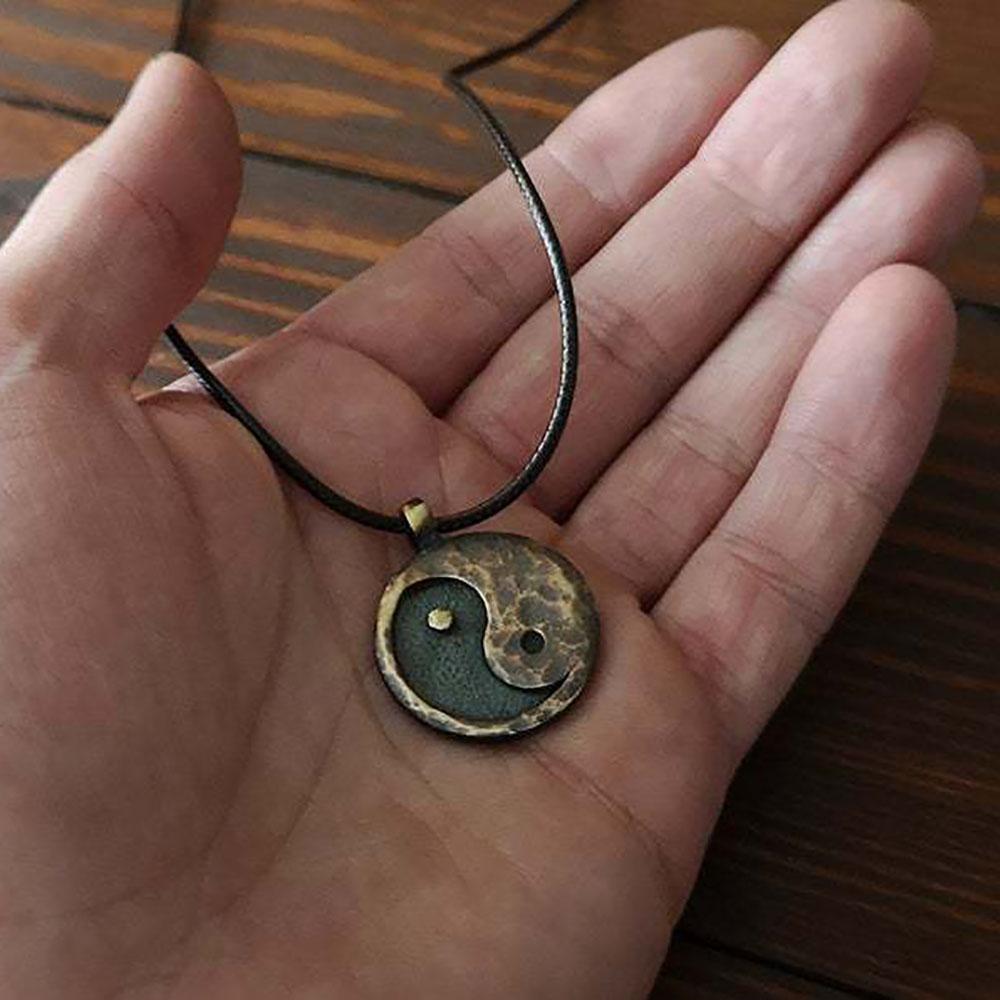 Men's Vintage Tai Chi Yin Yang Symbol Necklace, Handmade Pendant Necklace, Jewelry, Birthday Gift.