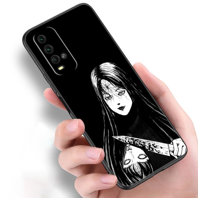 Anime Junji Ito Tees Horror Silicone Phone Case For Xiaomi Redmi Note 11 10 9 8 Pro 11T 10T 10S 9S 8T 9 9A 9C 9T Black Cover