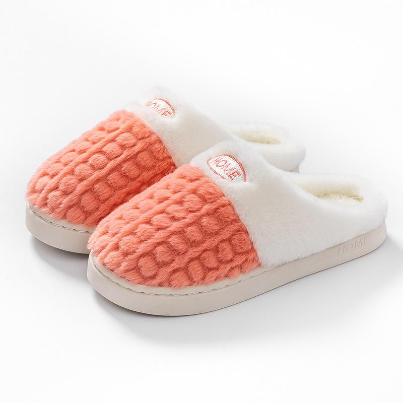 Anti-slip Shoes for Indoor Warmth, Thick-soled Fleece, and Cotton Slippers for Women To Wear Outside