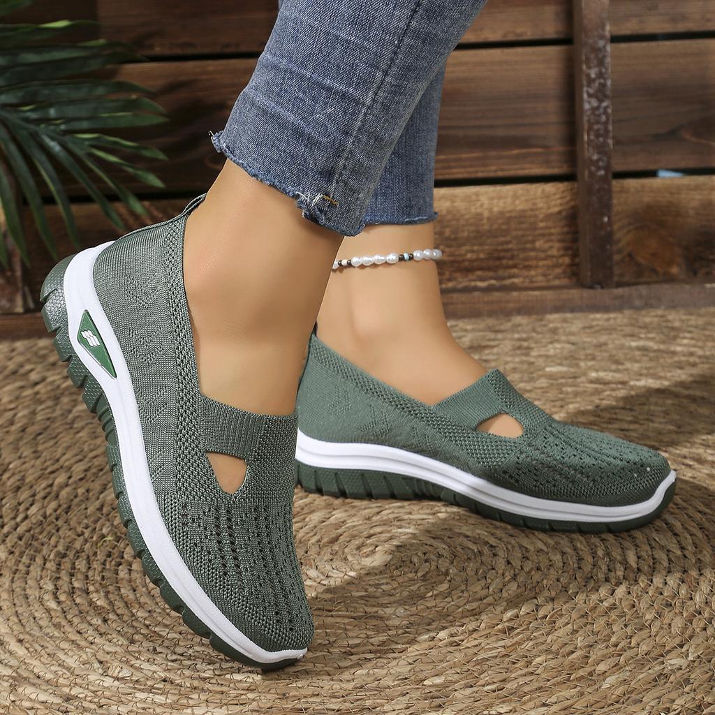 Modische und bequeme lässige Einzelschuhe in Übergröße mit atmungsaktiven, fly-gewebten Mesh-Schuhen mit Aushöhlungen, Ein-Fuß-Schuhe