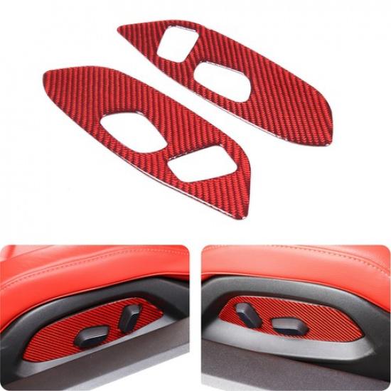 Red Carbon Fiber Seat Adjust Button Cover Trim For Corvette C8 Z51 Z06 -25