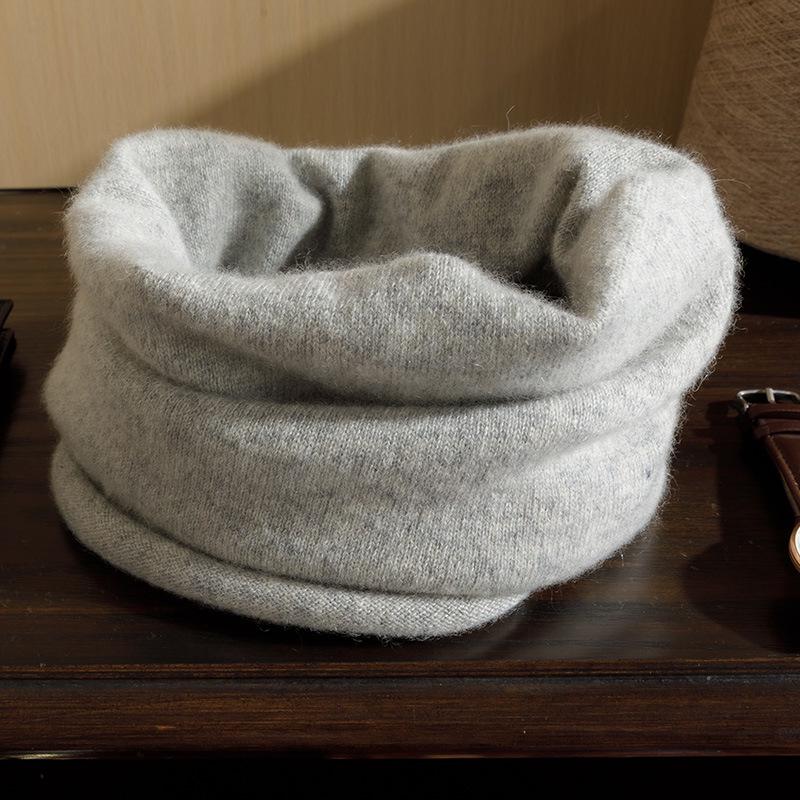 Men's 100% Pure Cashmere Knitted Neck Warmer - Autumn/Winter Style with Rolled Edge for Added Warmth and Comfort