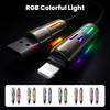 TOOCKI TQ-X103 2m USB-A/USB-C to USB-C/iP 240W Fast Charging Data Cable with Colorful Breathing Light