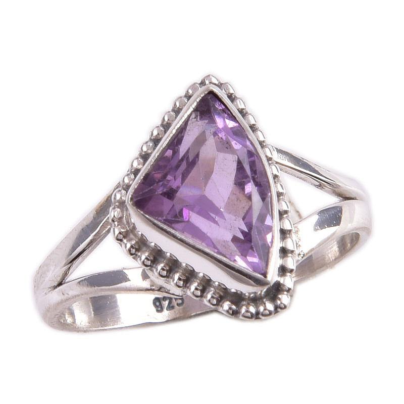 Natural Pink Amethyst Gemstone 925 Solid Sterling Silver Jewelry Ring S.8 t3V05