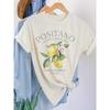 Damskie T-shirty Plus Size Positano z nadrukiem cytryny T-shirt Krótki rękaw Okrągły dekolt Casualowy top na lato Moda Vintage Koszulka z owocami