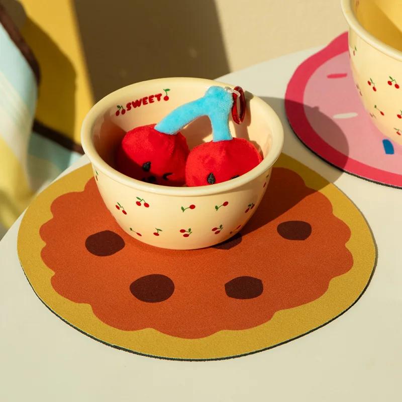 Cartoon Food Coasters Round Diatomite Heat Insulating Mats Household Table Absorbent Non-slip Coaster Home Accessories Kitchen