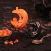 Desktop Figurine for Window Sill LED Light-Up Halloween Pumpkin Moon Figurine, Spooky Face Crescent Hollow Party Skull Night Light Home Shelf