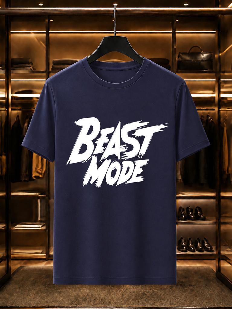 2026 New Arrival 100 Cotton Tshirt Beast Mode Graffiti Print Crew Neck Unisex Casual Short Sleeve Tee