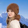 Sombreros europeos y americanos de invierno, bufandas, gorros de punto cálidos y a prueba de frío para mujer, protectores de orejas, tapones, gorros de lana