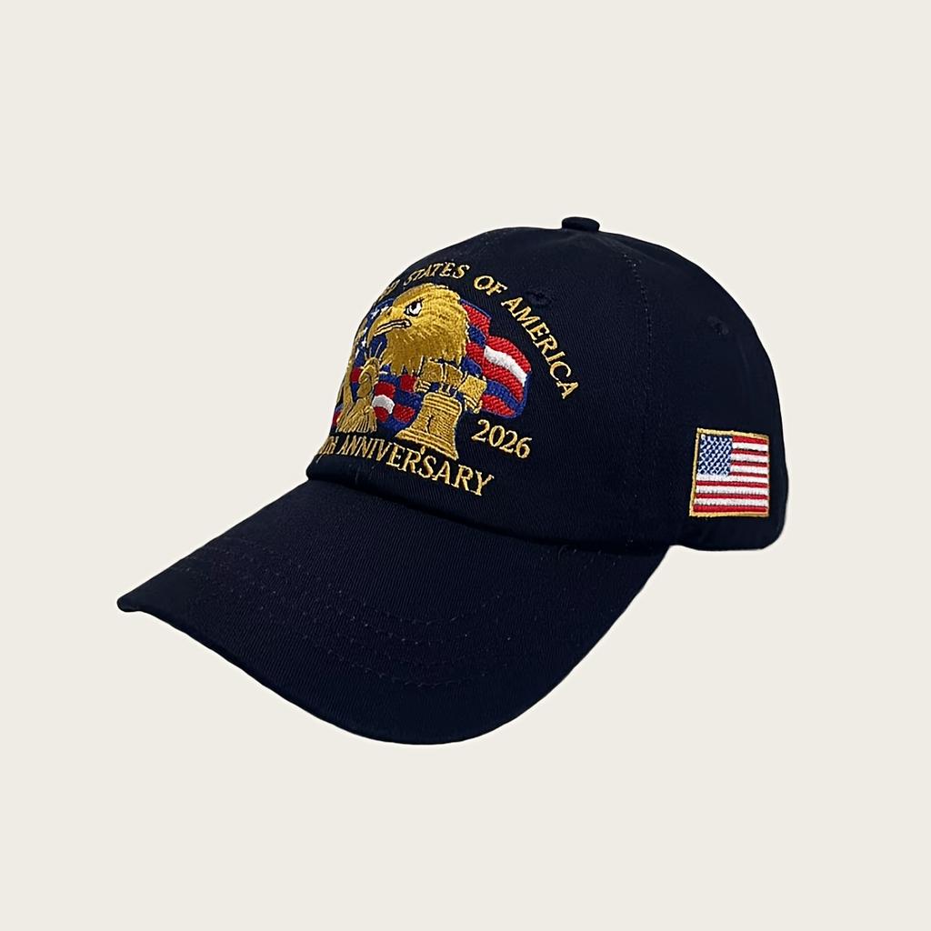 250th US Anniversary Baseball Cap, Patriotic Eagle & Flag Elements, Adjustable Sun Hat For Outdoor Everyday Wear