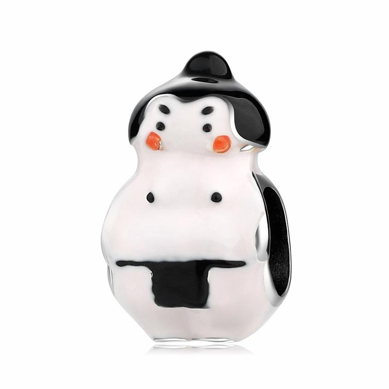 Niche design Japanese style sumo wrestler character S925 sterling silver beaded color Epoxy bracelet DIY jewelry accessories S925 sterling silver