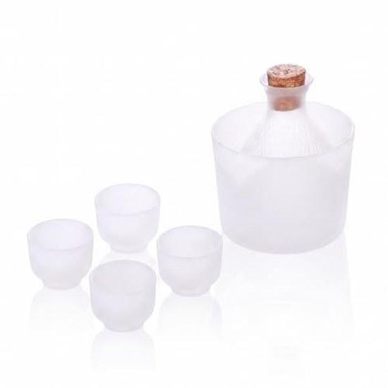 Sake set chilled server heat-resistant glass borosilicate tokkuri sakazuki 6-piece ware 330ml matte.
