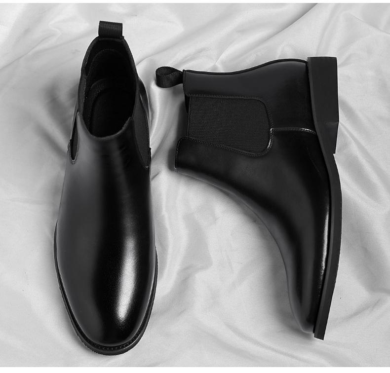 Men's British Retro Chelsea Velvet Leather Short Boots - Large Sizes Available