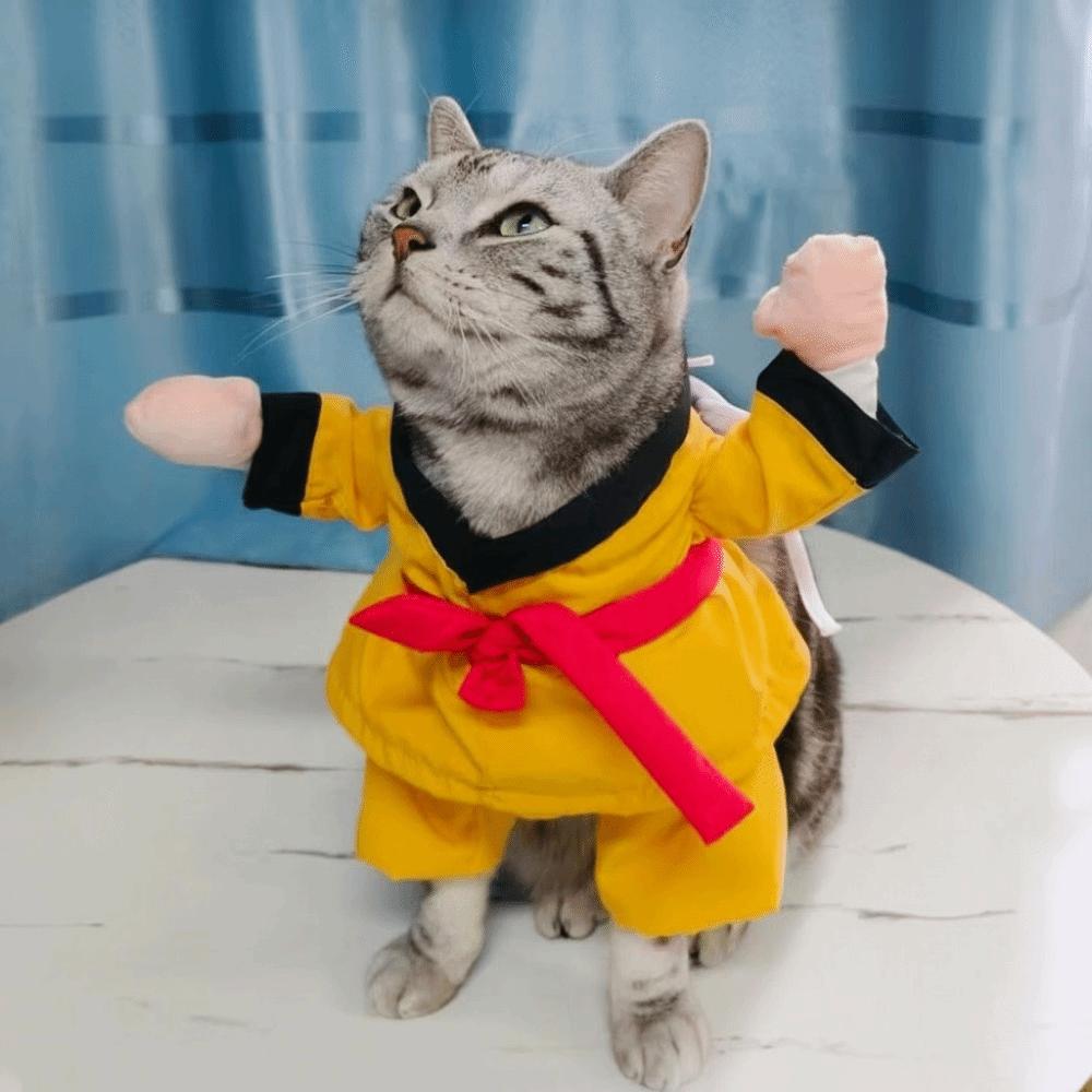 Funny Pet Transformational Outfit Breathable Pet Kung Fu Suit Pet Taekwondo Costume  Party Attire