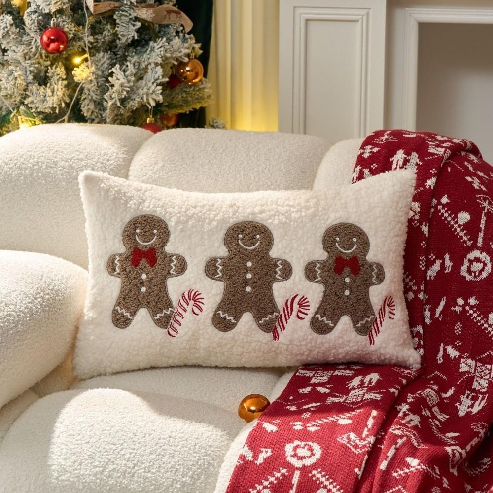 Merry Christmas Throw Pillow Case Soft 30x50 45x45 Sofa Cushion Covers Colorful Embroidered Design Party Pillowcase