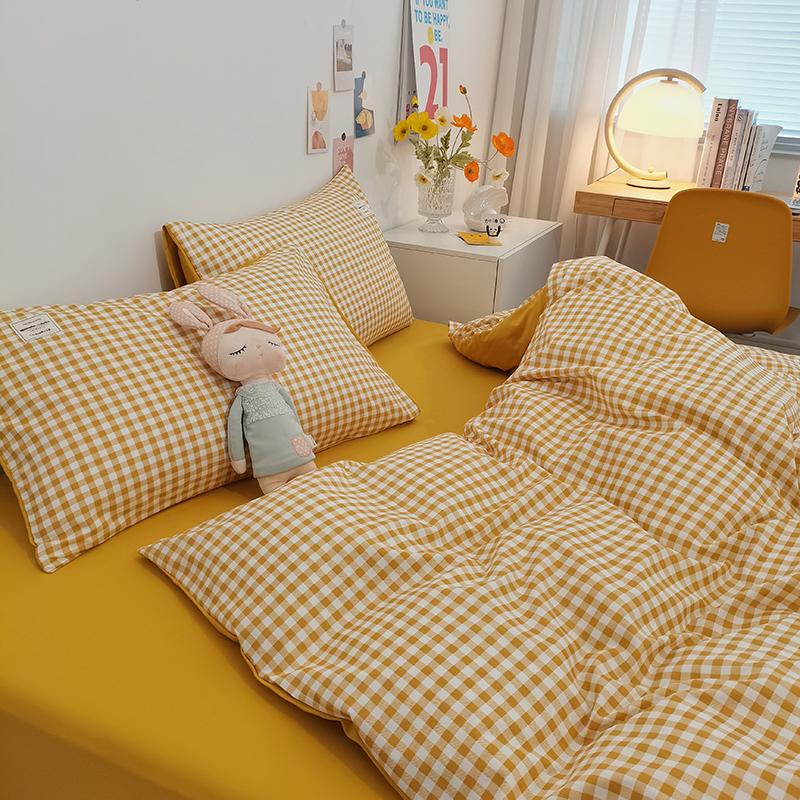 Classic Plaid Bedding Set, 1 Duvet Cover 2 Pillowcases, Brushed Microfiber, Ultra-soft,Bed Set for 1/2 People