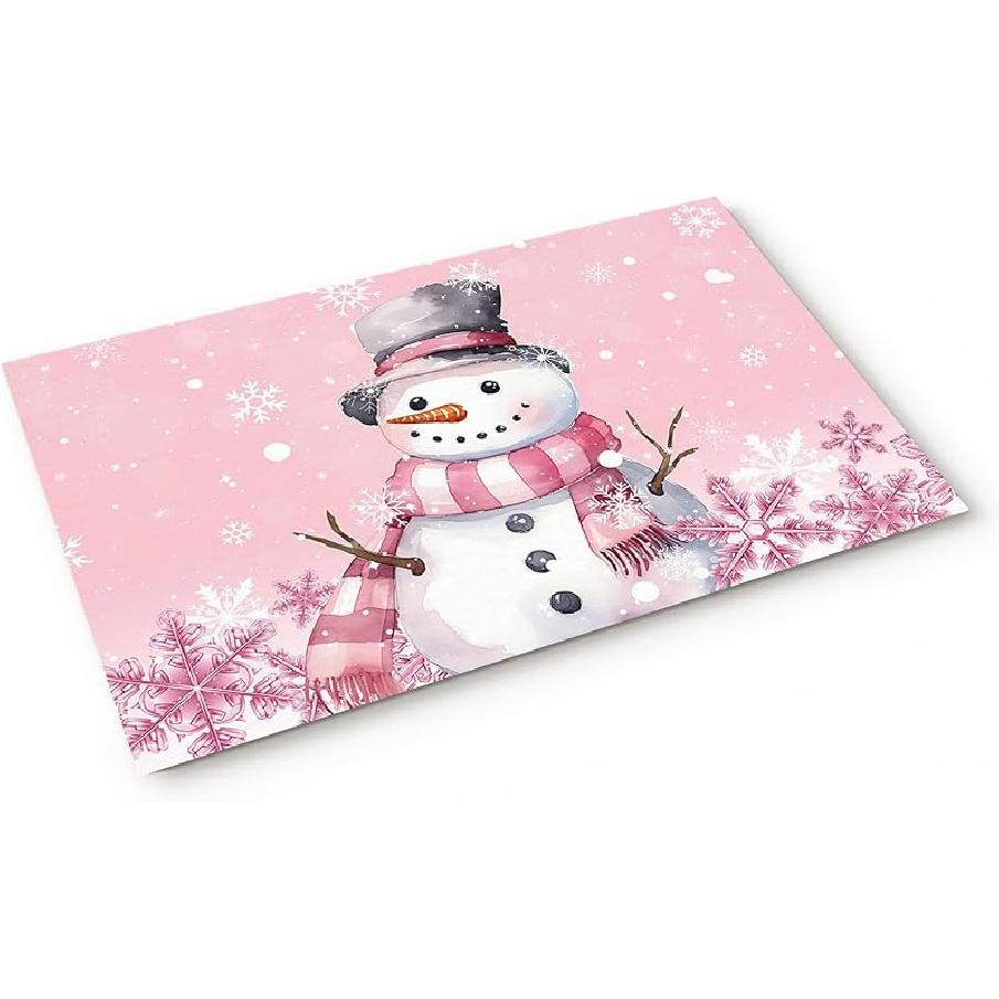 

Снеговик Внутренний Дверной Коврик, Розовый Рождественский Снеговик Снежинка Рождественский Приветственный Коврик, Нескользящий, Мягкий и Низкопрофильный (16 x 24 ) 1 4 x 2 (Rectangular)