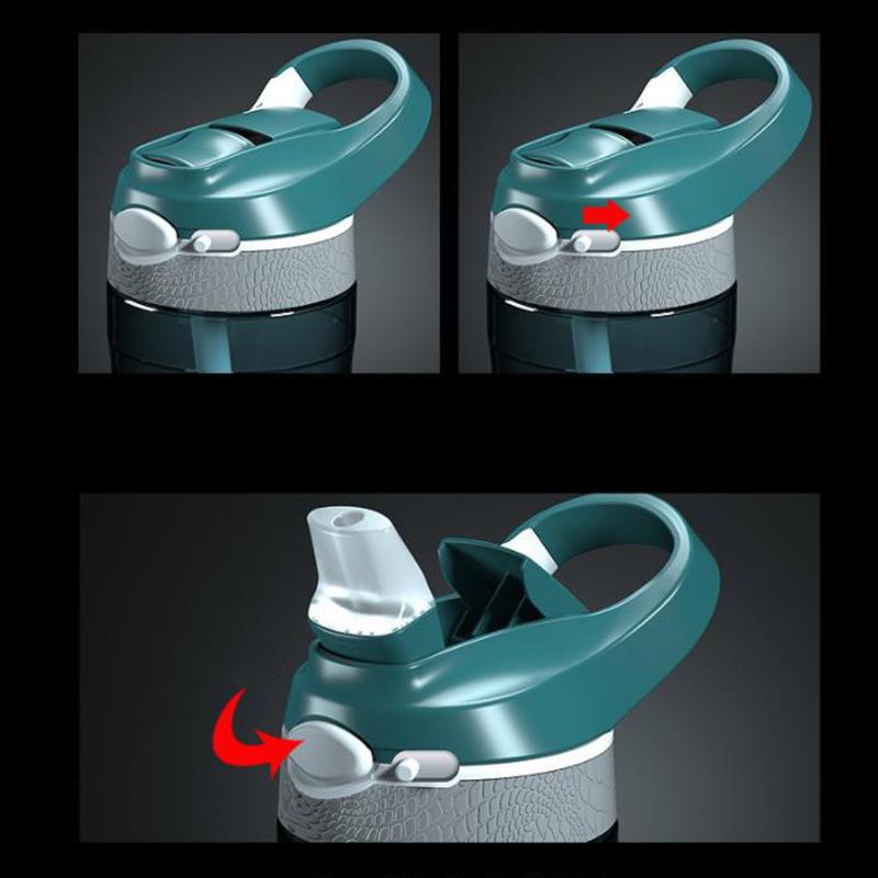 750ml Sportwasserflasche mit Strohhalm für Camping Wandern Outdoor Kunststoff Transparent BPA-freie Flasche für Männer Trinkgeschirr