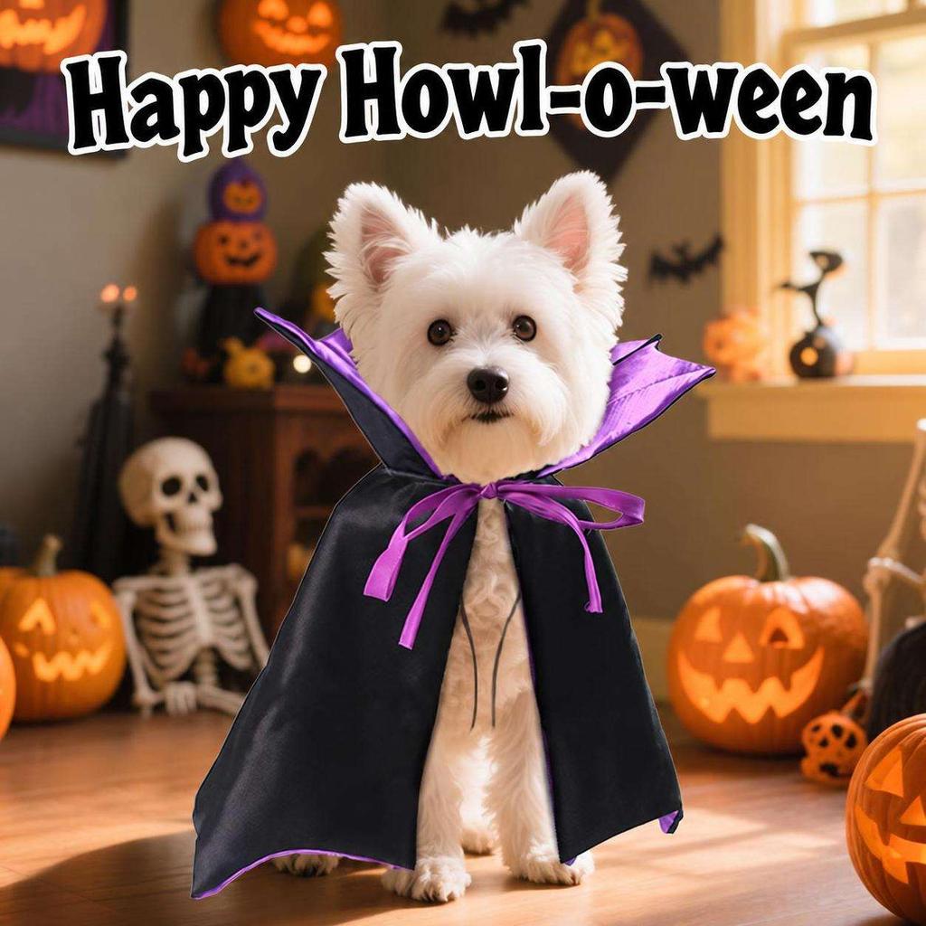 Halloween Cape for Cats and Small Dogs, Adjustable Pet Costume with Comfortable Drawstring Design