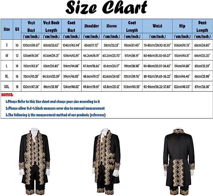 HIKAMY Halloween Medieval Court Retro Tuxedo Stage Wedding Costume Men's Costume, Prince, Duke, Noble, Costume, Set, Costume, (Small, Green)