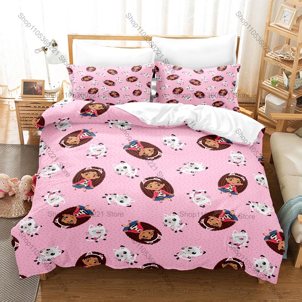 Cartoon Gabby's Dollhouse Duvet Cover Set 3Pcs Kids Bedding Set With Pillowcases Twin Full Queen King Bed Linen