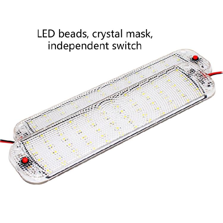 72LED 12-24V Car Reading LED Night Strip Light Ceiling Lamp with On/Off Switch