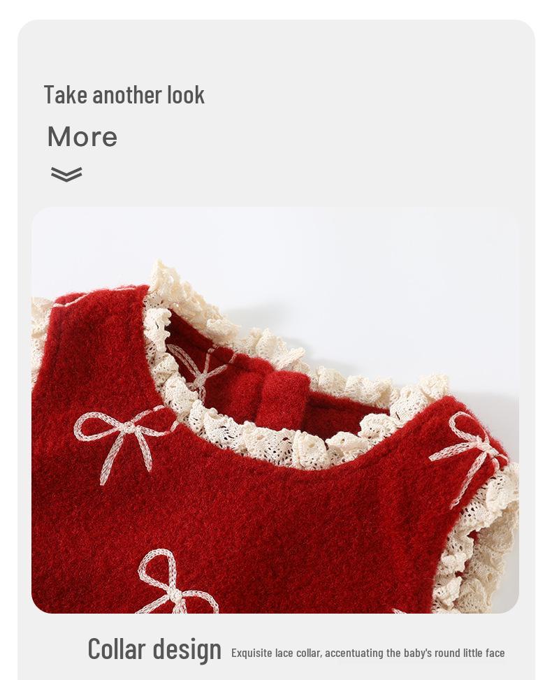 DUUDUU 2025 Chinese New Year Red Baby Dress - Girls' Autumn/Winter Toddler Outfit Set