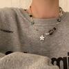 Color Dopamine Coloured Glaze Flower Heart Pendant Necklace Clavicle Chain for Women Charm Design Beaded Necklace Jewelry Gifts